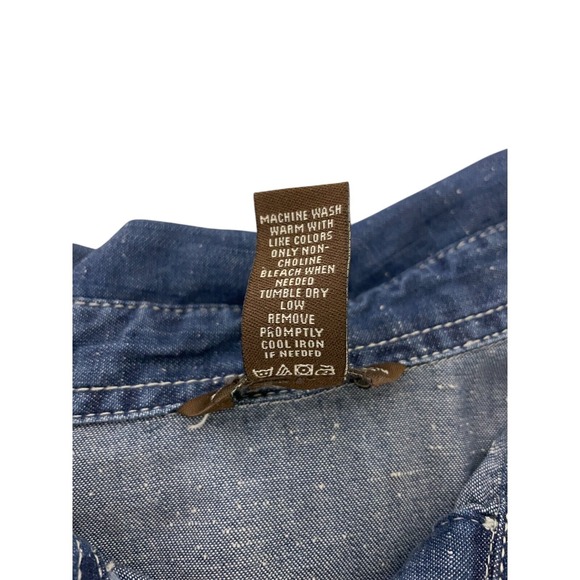 Bit Bridle Jean Shirt‎ Blue Denim Womens Size L Long Sleeve Collared Cotton - Picture 4 of 8